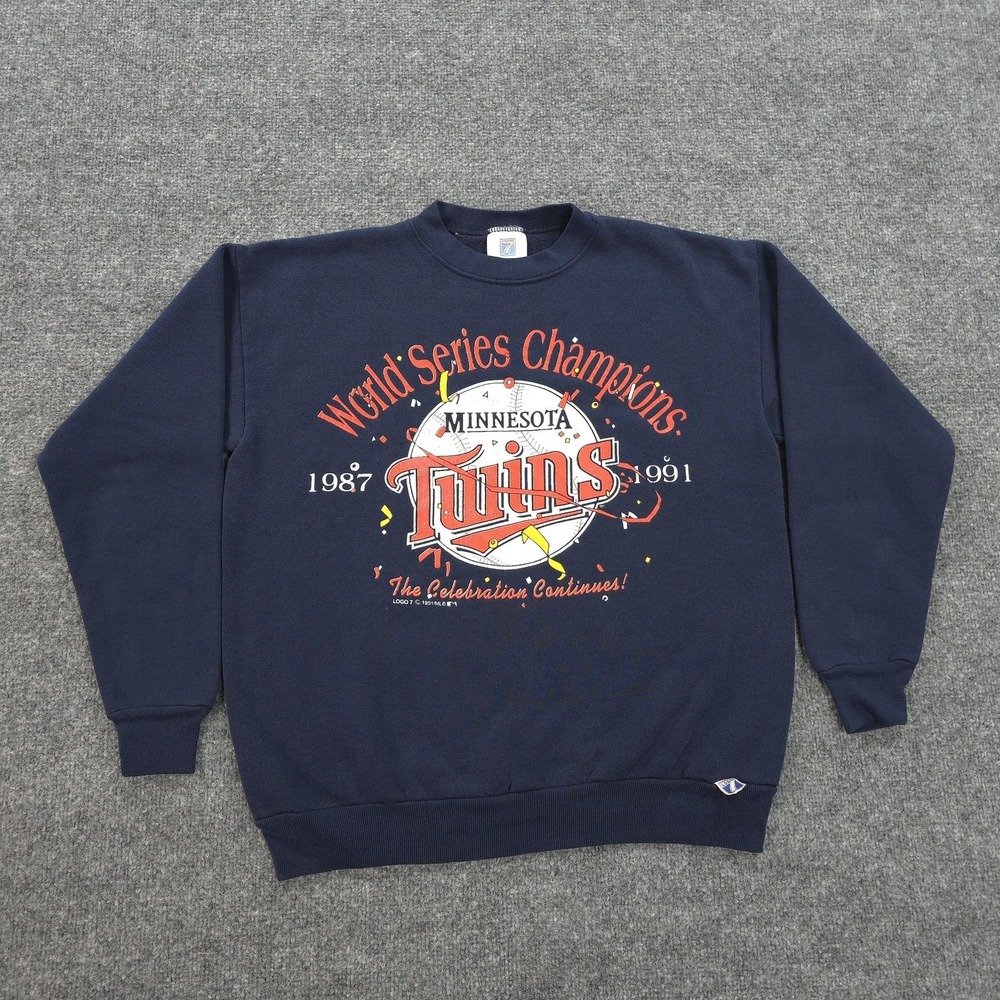 Vintage Minnesota Twins Sweatshirt Mens Medium Blue‎ MLB Baseball Logo 7 90s USA